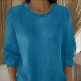 Langärmeliger Strickpullover für Damen – Blau