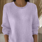 Langärmeliger Strickpullover für Damen – Helllila