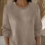 Langärmeliger Strickpullover für Damen – Khaki