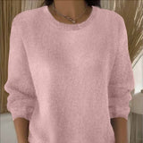 Langärmeliger Strickpullover für Damen – Rosa