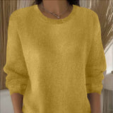 Langärmeliger Strickpullover für Damen – Gelb