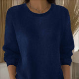 Langärmeliger Strickpullover für Damen – Dunkelblau