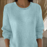 Langärmeliger Strickpullover für Damen – Hellgrün