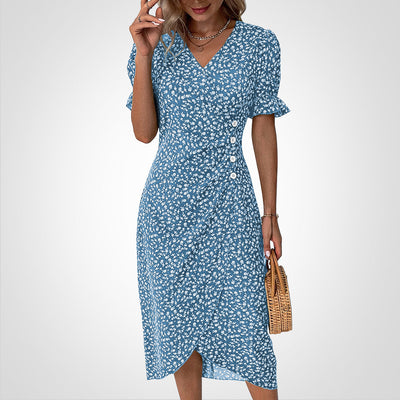 Merly - Kleid mit geblümtem V-Ausschnitt