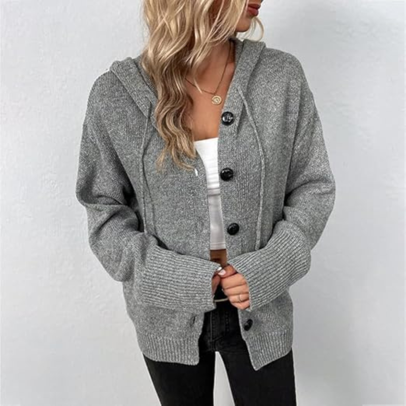 Entspannte Strickjacke mit Knopf für Komfort