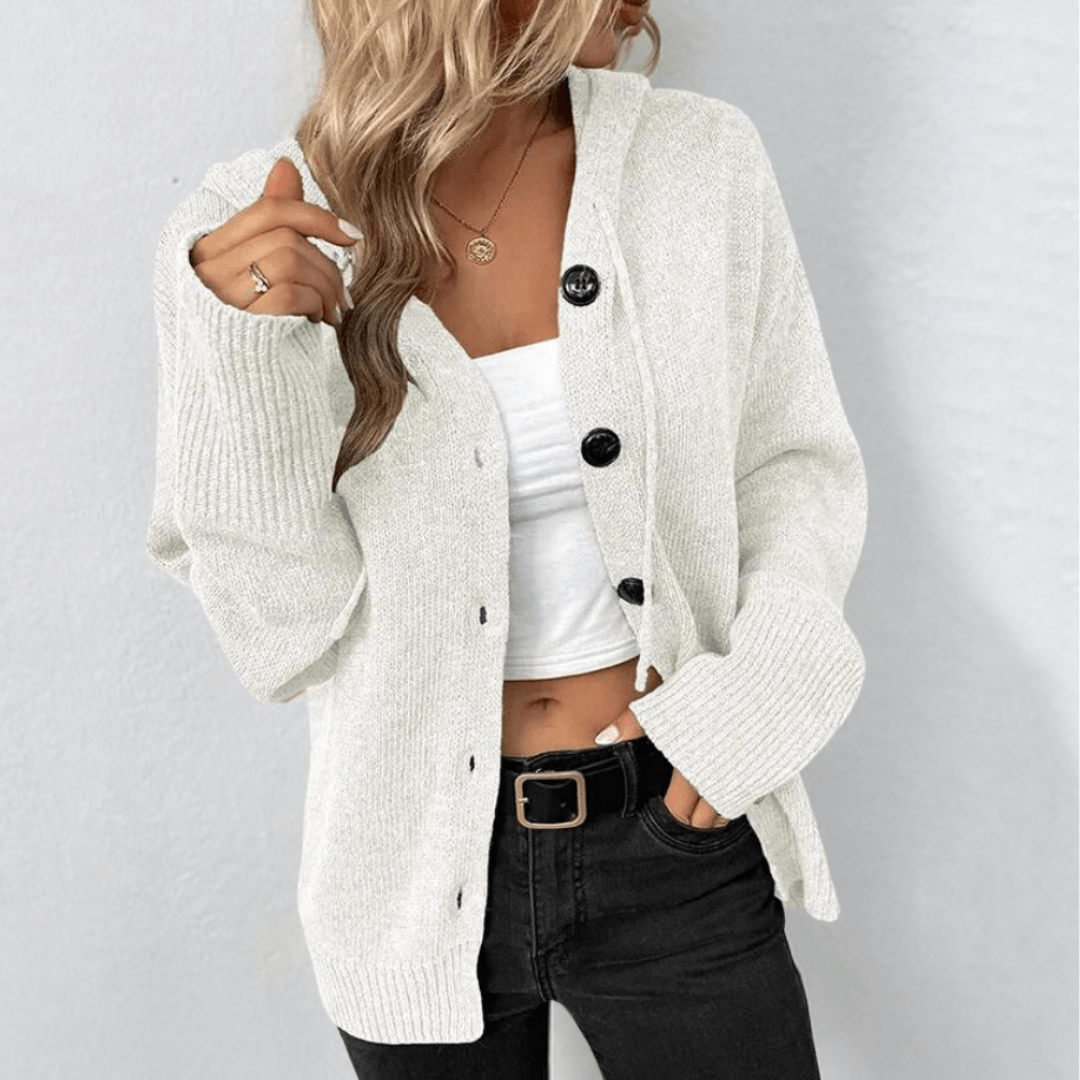 Entspannte Strickjacke mit Knopf für Komfort