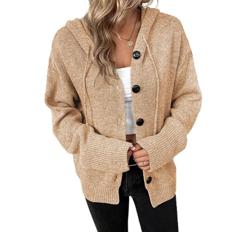 Entspannte Strickjacke mit Knopf für Komfort