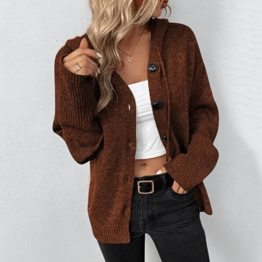 Entspannte Strickjacke mit Knopf für Komfort