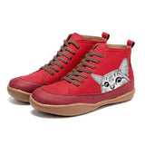 Monika | Damen High-Top Sneaker mit Katzenmotiv – Rot