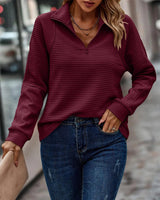 Victoria | Elegantes Damen-Sweatshirt Mit Reißverschluss-Ausschnitt – Kastanienbraun