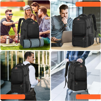 Extra-großer Reiserucksack mit Laptopfach, USB-Ladeanschluss und isoliertem Fach – Ideal für Reisen, Studium und Beruf