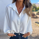 Julia | Edle Oversize Bluse Damen – Weiß
