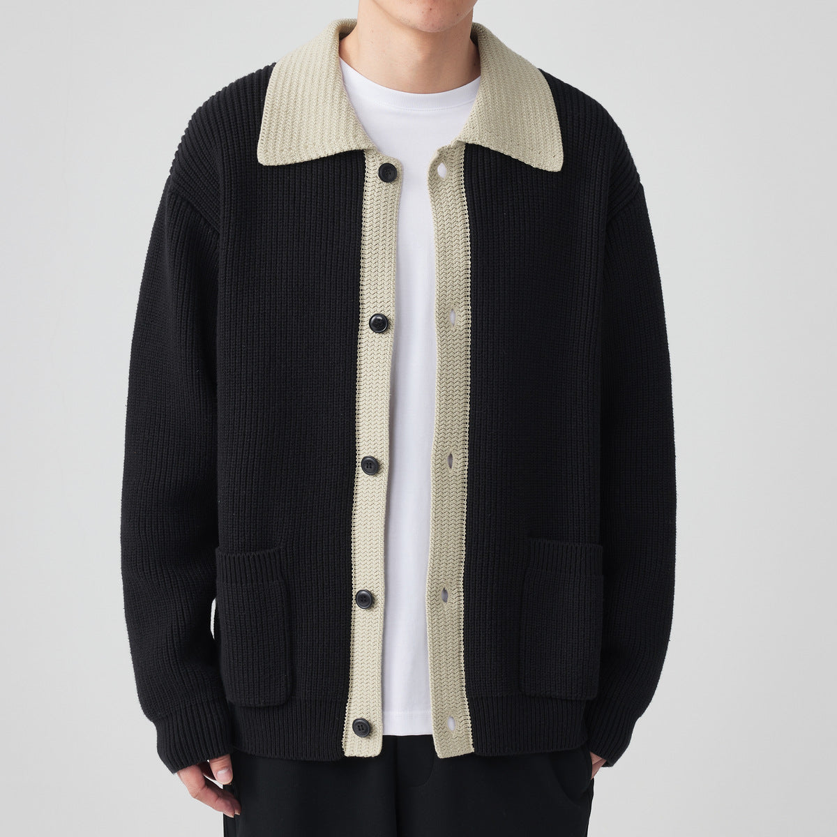 Gerippter Herren Strickcardigan