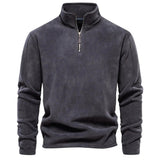 Bruno | Herren Klassisches Sweatshirt mit Viertelreißverschluss am Kragen – Grau