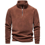 Bruno | Herren Klassisches Sweatshirt mit Viertelreißverschluss am Kragen – Braun