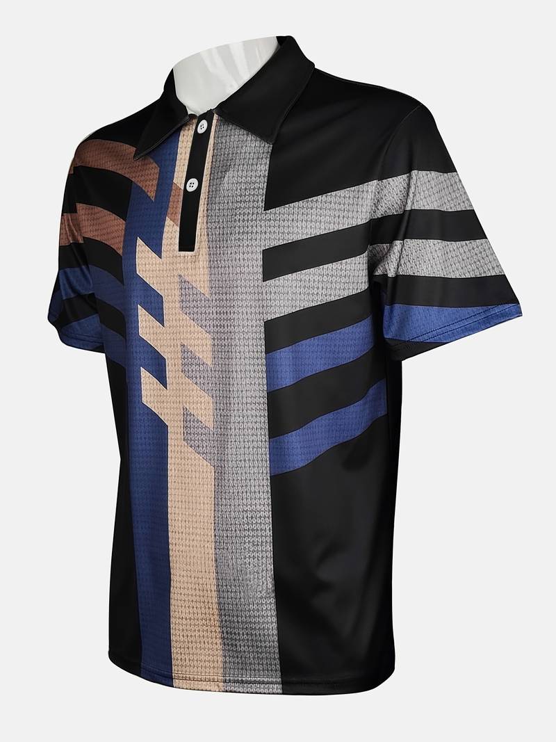 Herren Vintage-Stil Kurzarm-Hemd mit 1/4-Knopfleiste