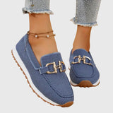 Fabianna Damen-Loafer mit Schnalle und Strukturfinish – Blau
