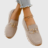 Fabianna Damen-Loafer mit Schnalle und Strukturfinish – Beige