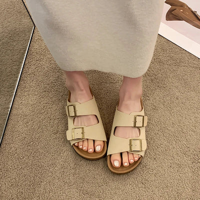 Laura® | Modische Strand-Flach-Sandalen mit Zehenclip