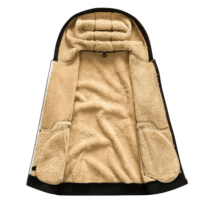 Fellgefütterter Hoodie – Warm – Mit Reißverschluss – Winter-Hoodie – Herren-Hoodie-Jacke