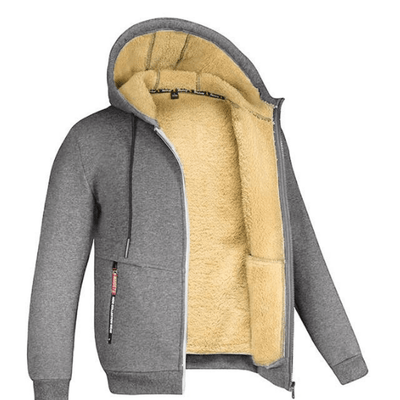 Fellgefütterter Hoodie – Warm – Mit Reißverschluss – Winter-Hoodie – Herren-Hoodie-Jacke