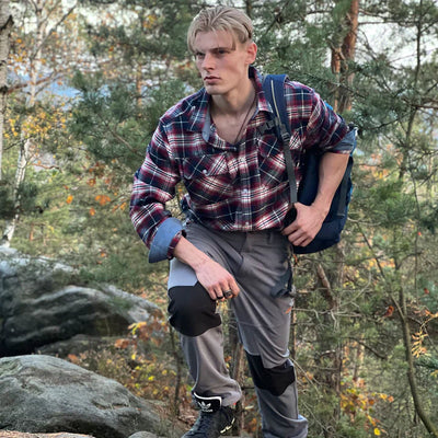 Flanellhemd – Kariertes Herrenhemd mit Knöpfen und Brusttaschen