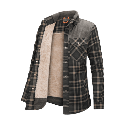 Fleece gefütterte Jacke | Kariert | Button-Up | Karierte Jacke | Herren Überhemd