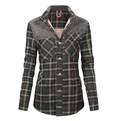 Fleece gefütterte Jacke | Kariert | Button-Up | Karierte Jacke | Herren Überhemd