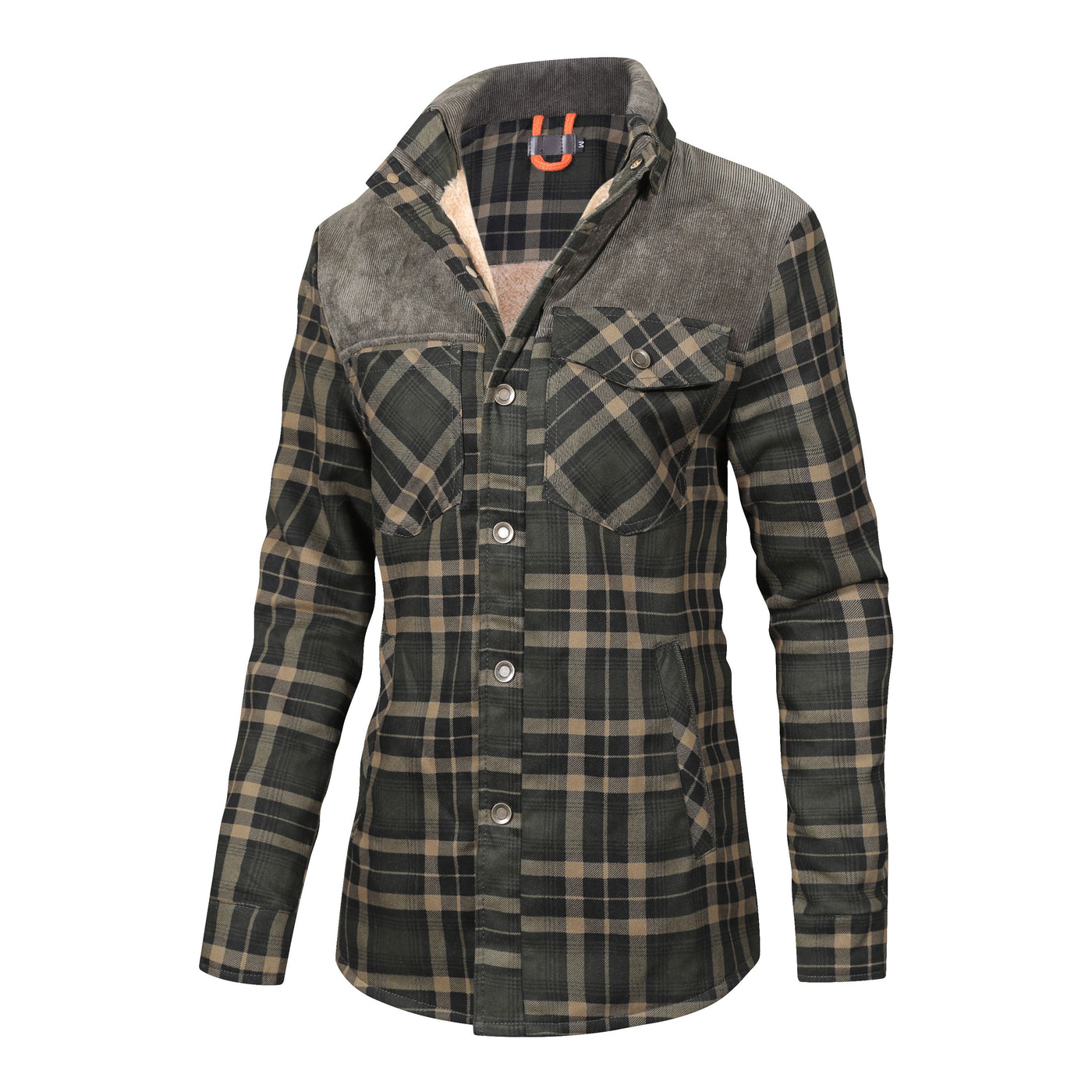 Fleece gefütterte Jacke | Kariert | Button-Up | Karierte Jacke | Herren Überhemd