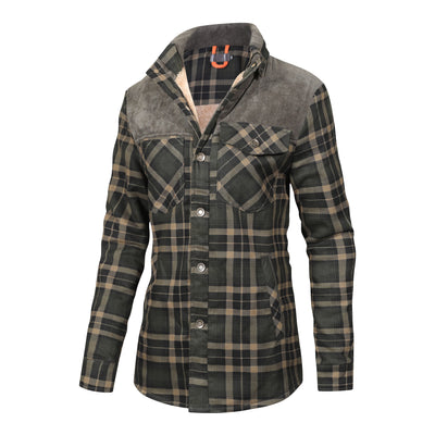 Fleece gefütterte Jacke | Kariert | Button-Up | Karierte Jacke | Herren Überhemd