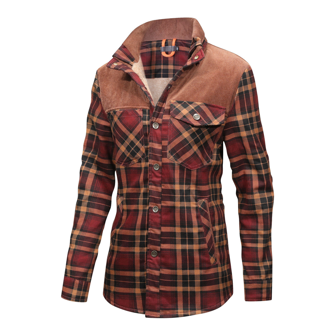 Fleece gefütterte Jacke | Kariert | Button-Up | Karierte Jacke | Herren Überhemd