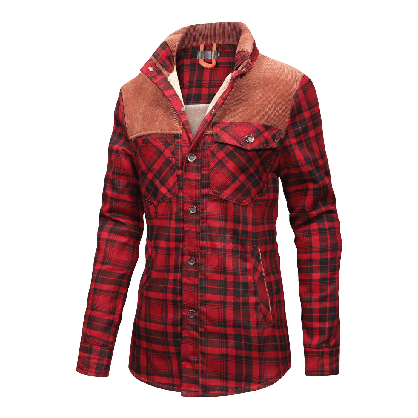 Fleece gefütterte Jacke | Kariert | Button-Up | Karierte Jacke | Herren Überhemd