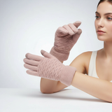 Touchscreen-Handschuhe mit Zopfmuster – Rosa