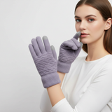 Touchscreen-Handschuhe mit Zopfmuster – Lila