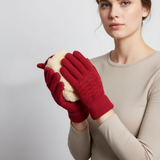 Touchscreen-Handschuhe mit Zopfmuster – Rot