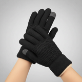 Touchscreen-Handschuhe mit Zopfmuster – Schwarz