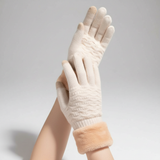 Touchscreen-Handschuhe mit Zopfmuster – Beige