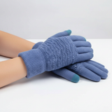 Touchscreen-Handschuhe mit Zopfmuster – Blau