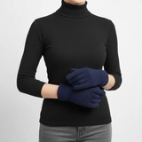 Touchscreen-Handschuhe mit Zopfmuster – Dunkelblau