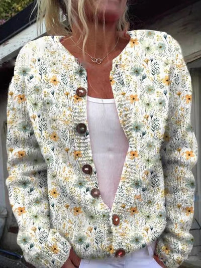 Florale Strickjacke mit elegantem Schnitt