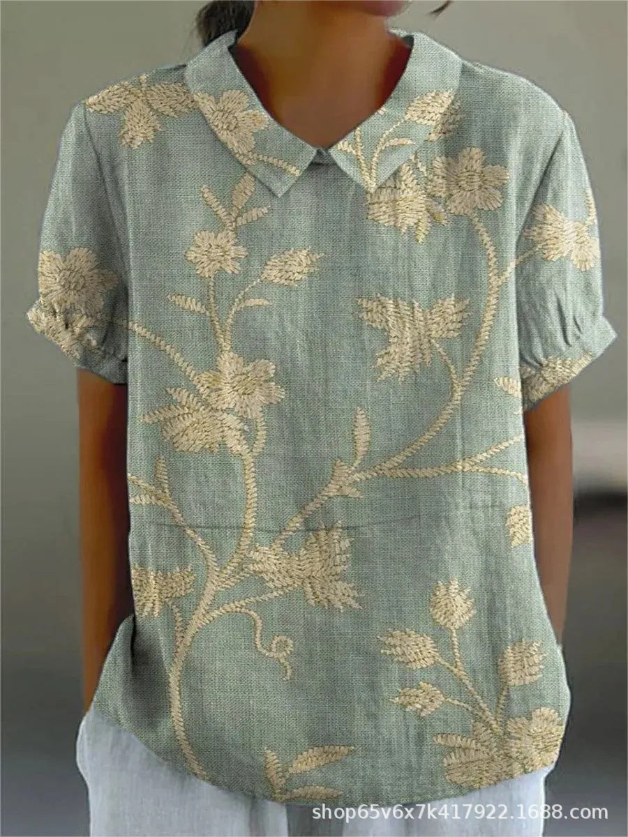Damen Vintage Blumenmuster Bluse | Lässig