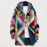 Franziska | Damen Langer Hoodie mit Muster – Mehrfarbig