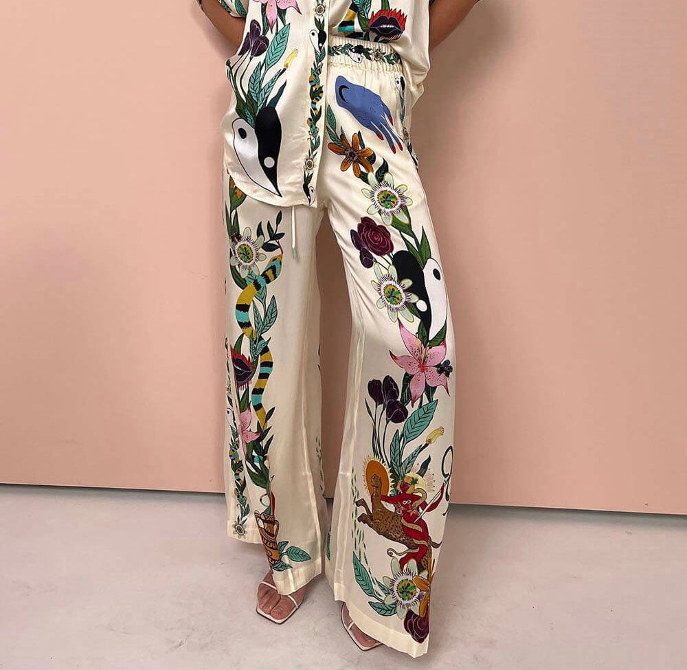 Brozna® | Stilvolles Satin-Set [Bluse + Hose]