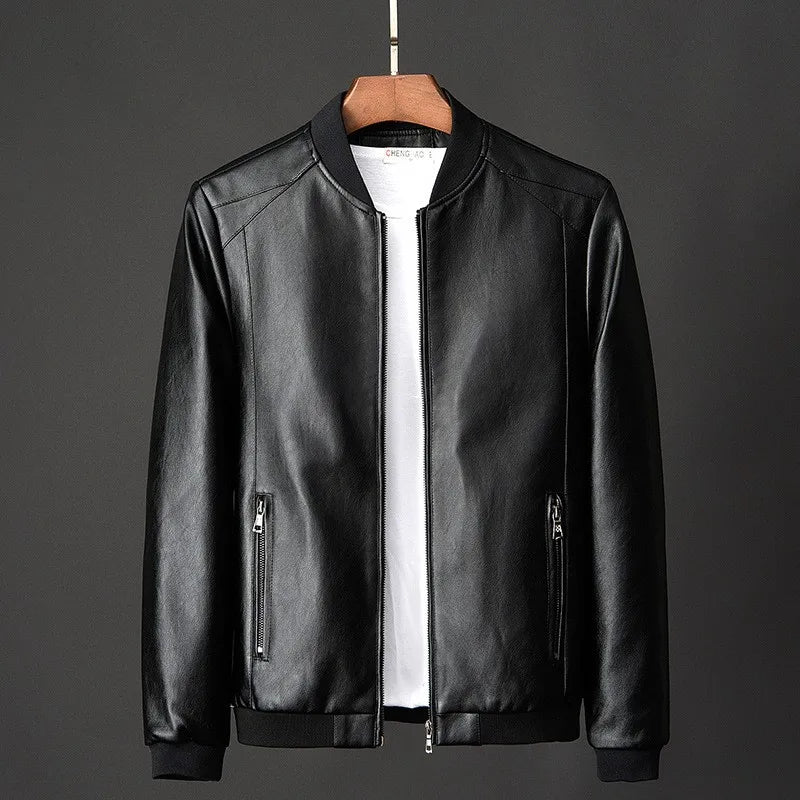 Herren Lederjacke Bomber Statement Stil