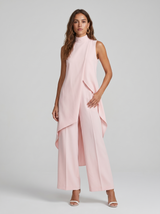 Sara | Damen-Turtleneck Ärmelloses Set – Rosa