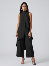 Sara | Damen-Turtleneck Ärmelloses Set – Schwarz