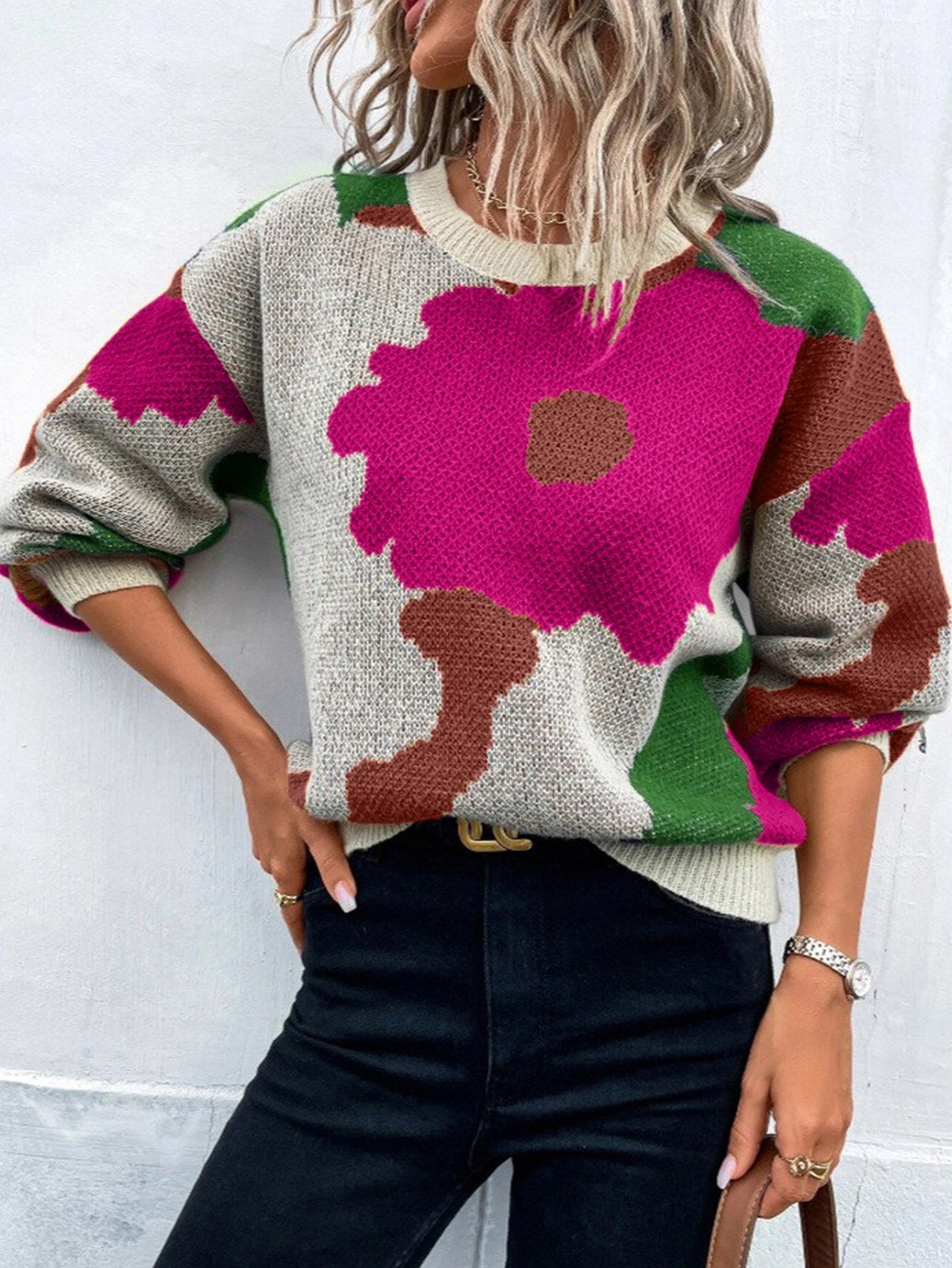 Gemusterter Damenpullover mit Modernem Schnitt