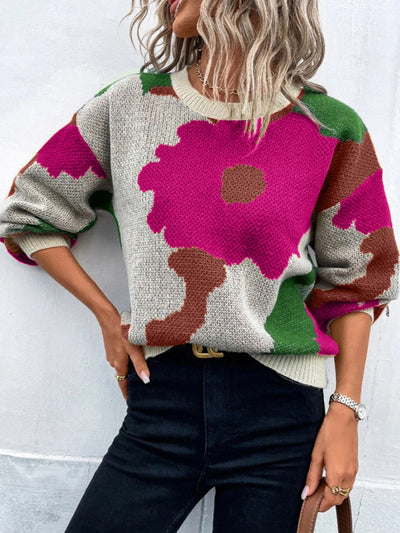 Gemusterter Damenpullover mit Modernem Schnitt