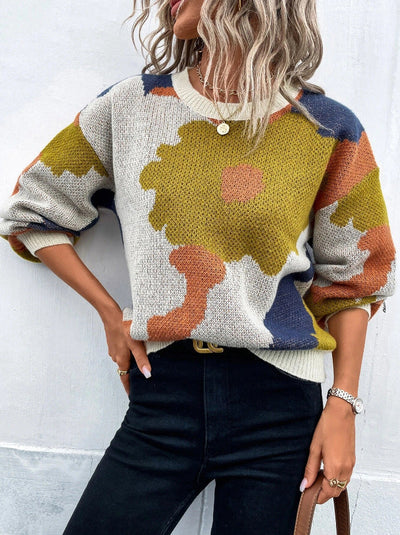 Gemusterter Damenpullover mit Modernem Schnitt