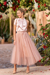 Maxirock Damen | Gepunkteter Tüll & Romantisch-Femininer Stil – Rosa